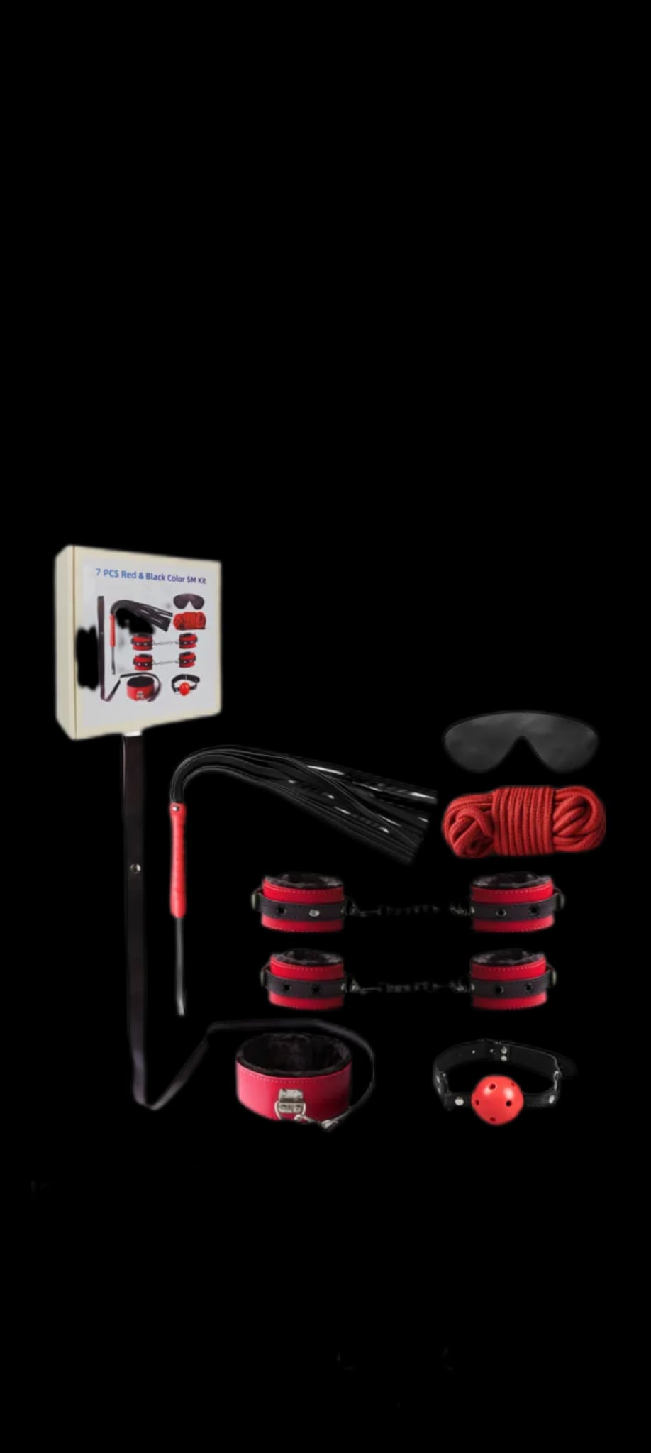 Red and Black 7 Piece Bondage Kit