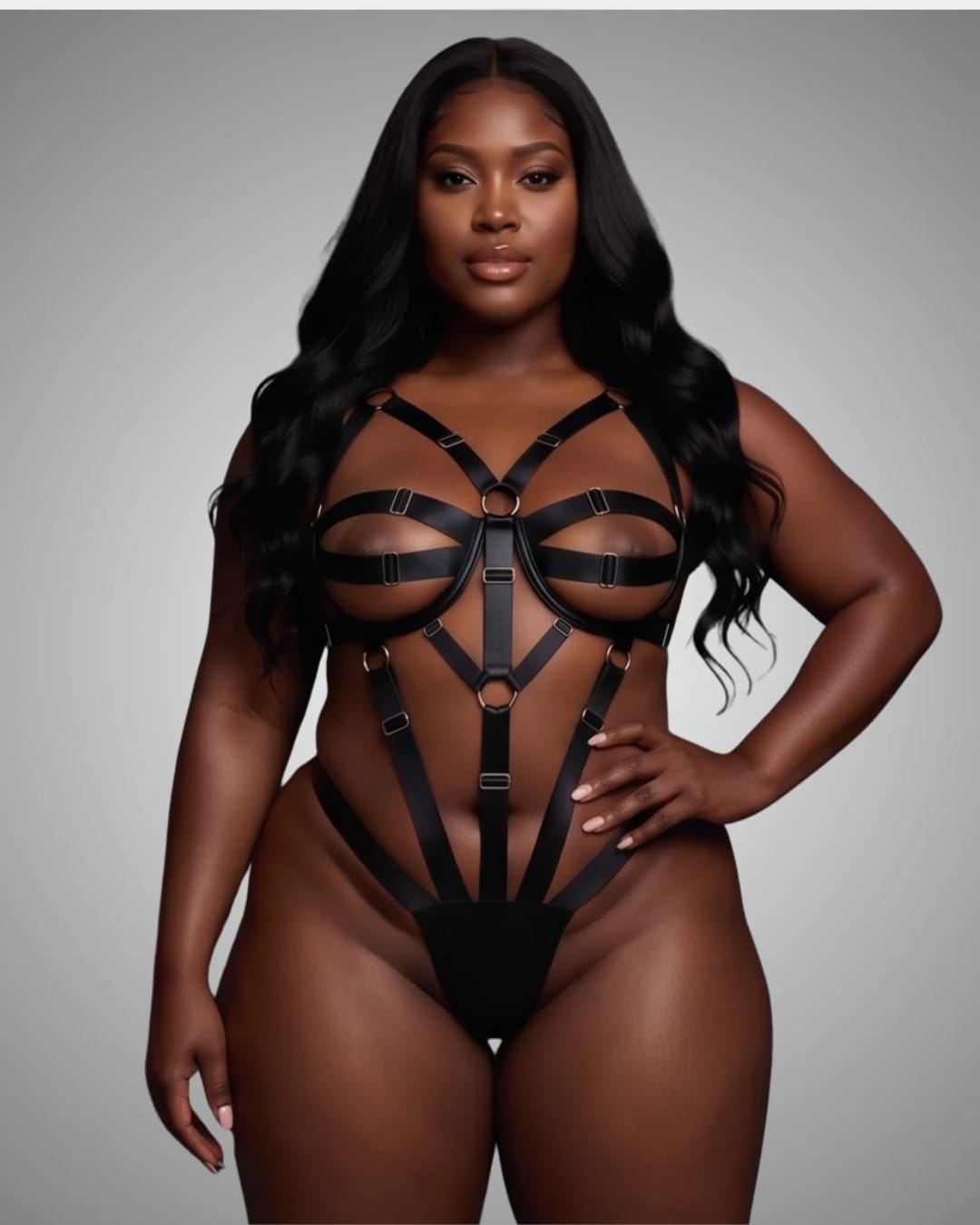 Dark Desire Control Strap Teddy – Black
