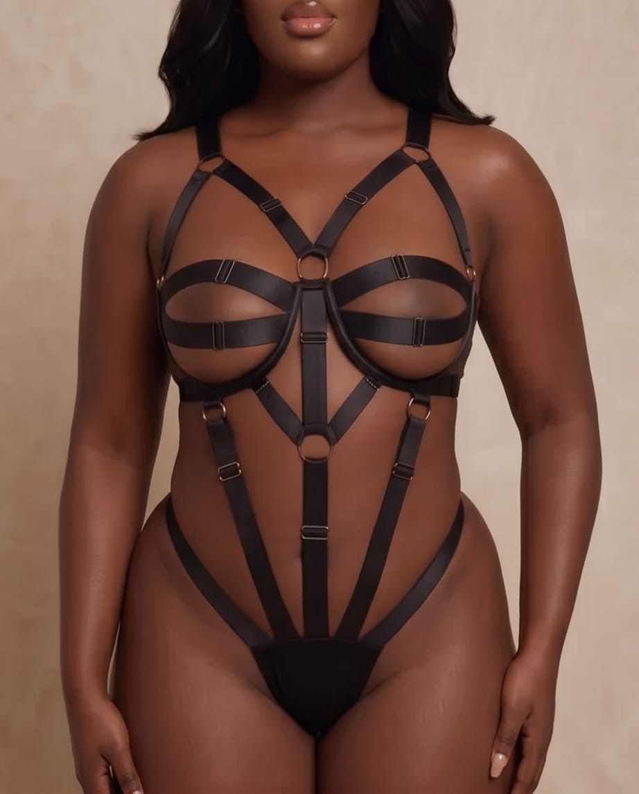 Dark Desire Control Strap Teddy – Black