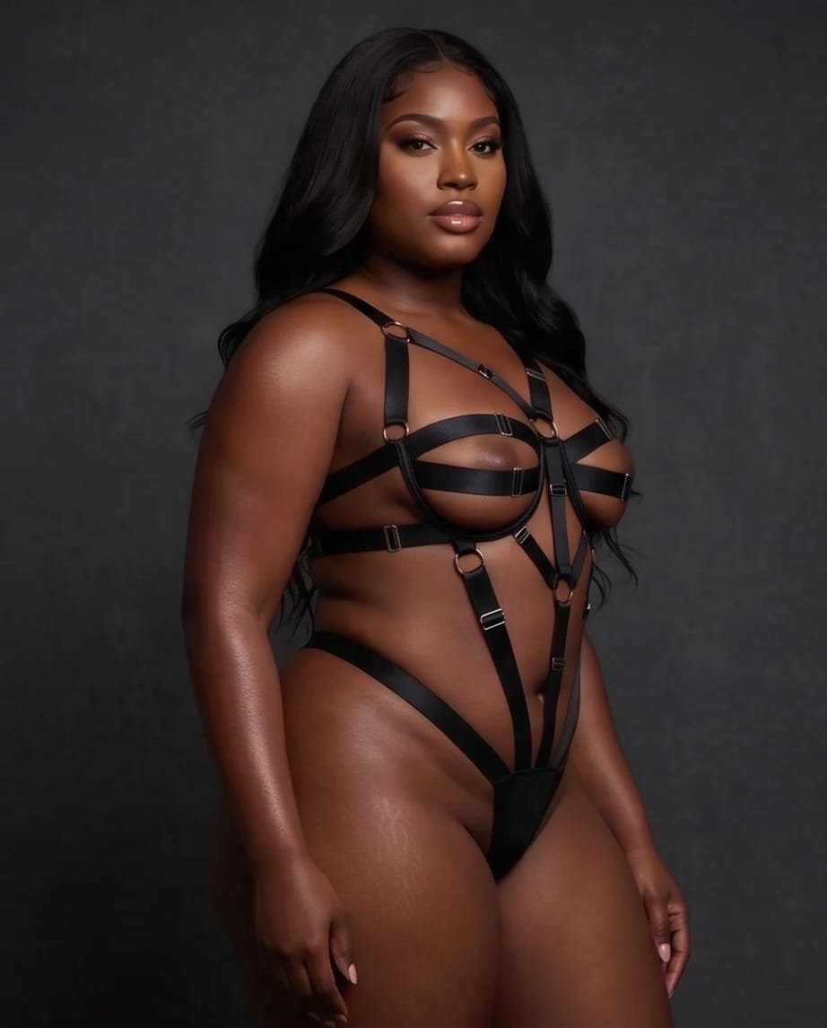 Dark Desire Control Strap Teddy – Black