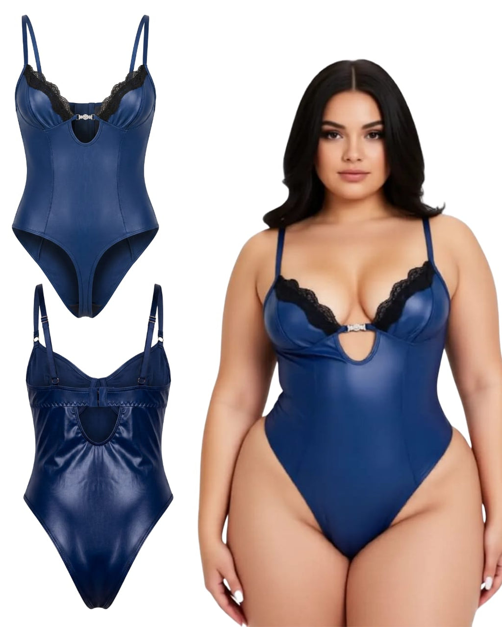Midnight Muse Faux Leather Bodysuit – Midnight Blue
