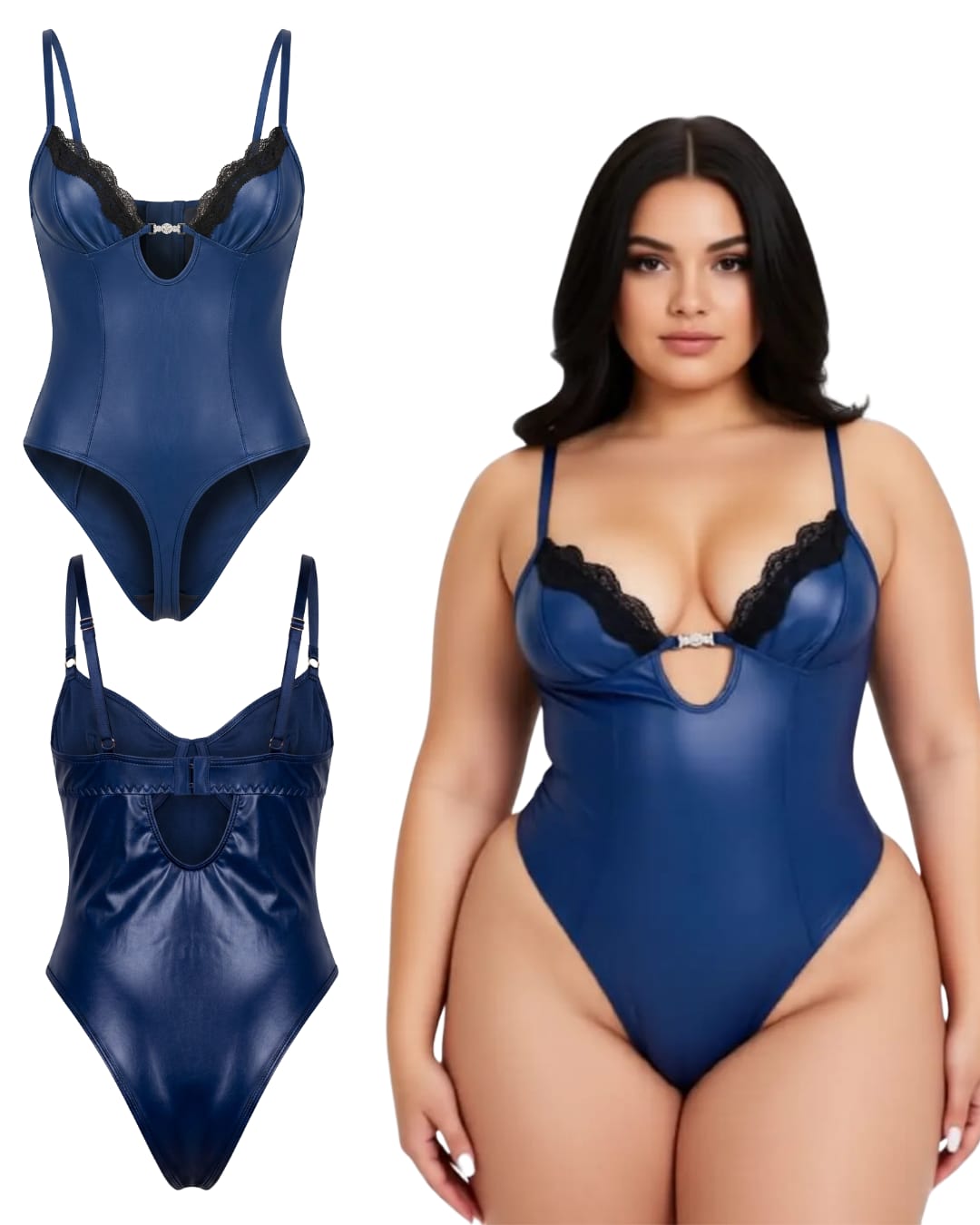 Midnight Muse Faux Leather Bodysuit – Midnight Blue