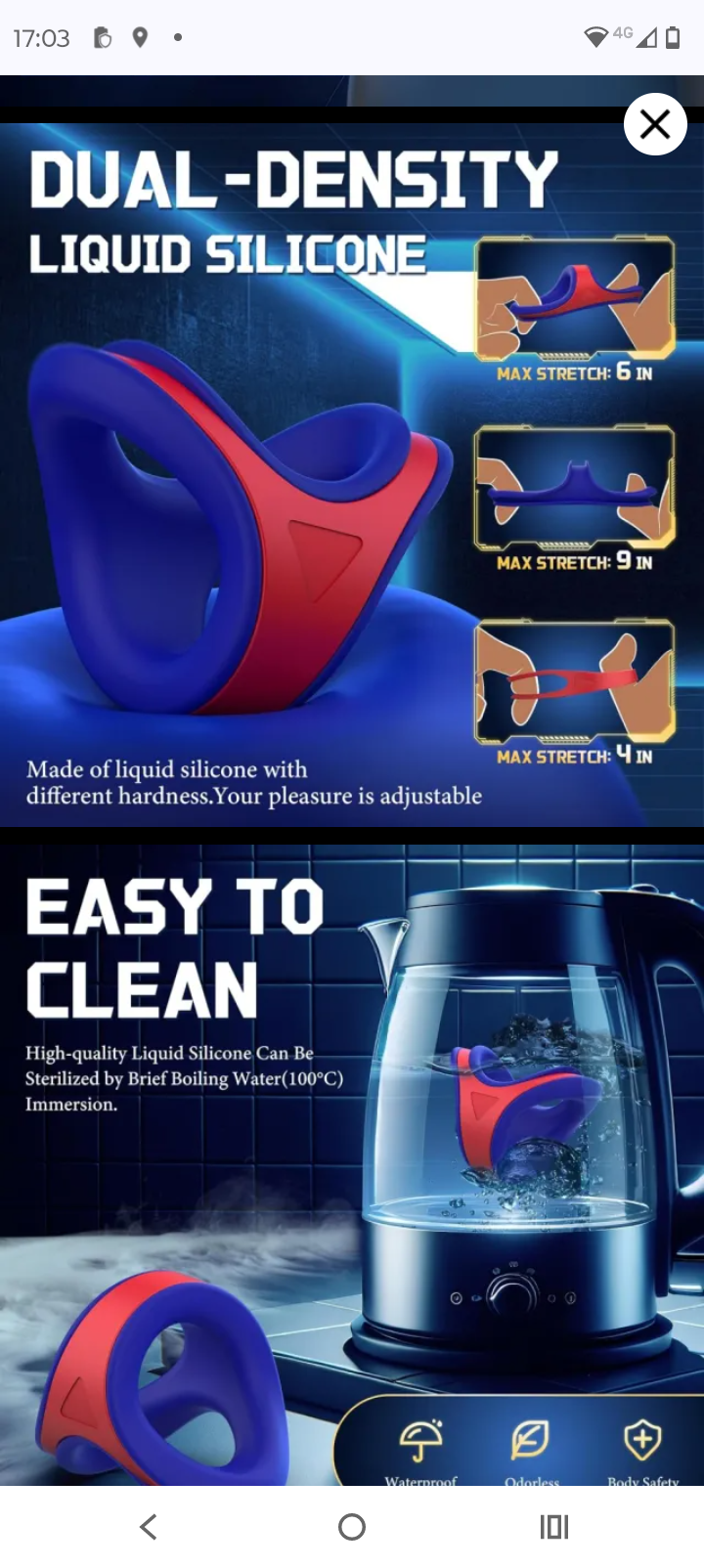 Silicone Blue & Red Cock-ring