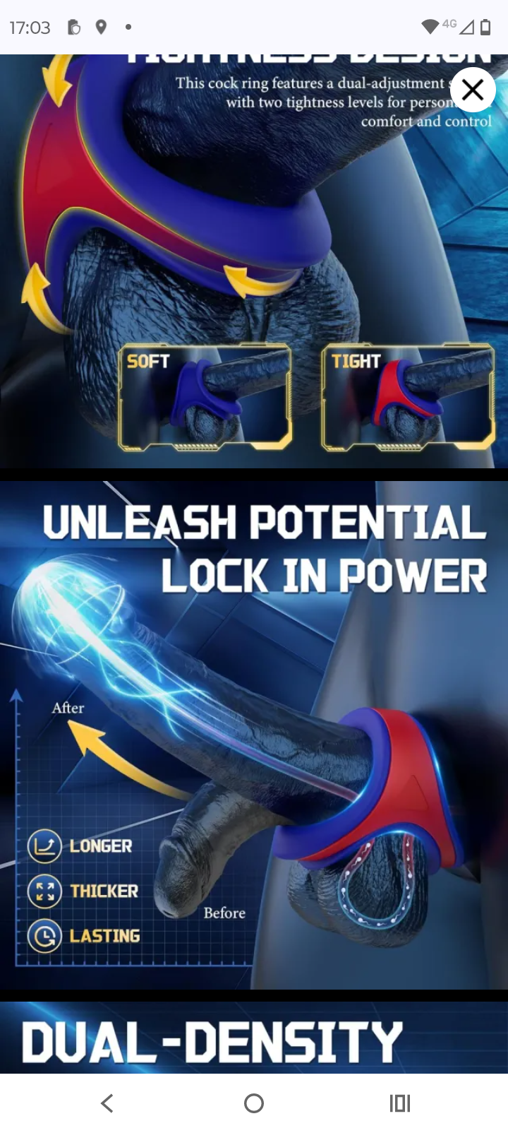 Silicone Blue & Red Cock-ring