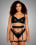 Mesh Black 3 Piece Lingerie Set