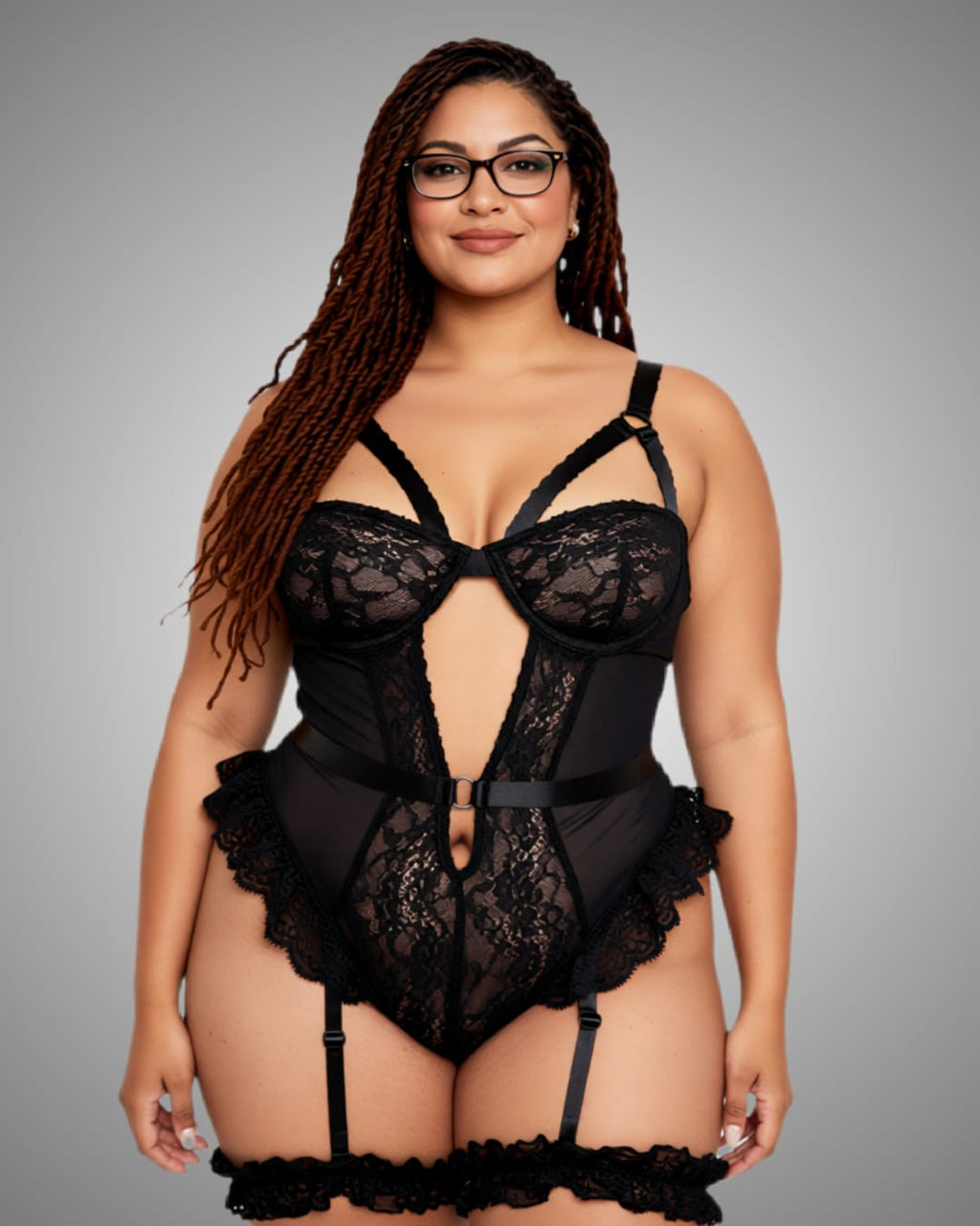 Sexy Slim Lace Garter Leg Ring Teddy