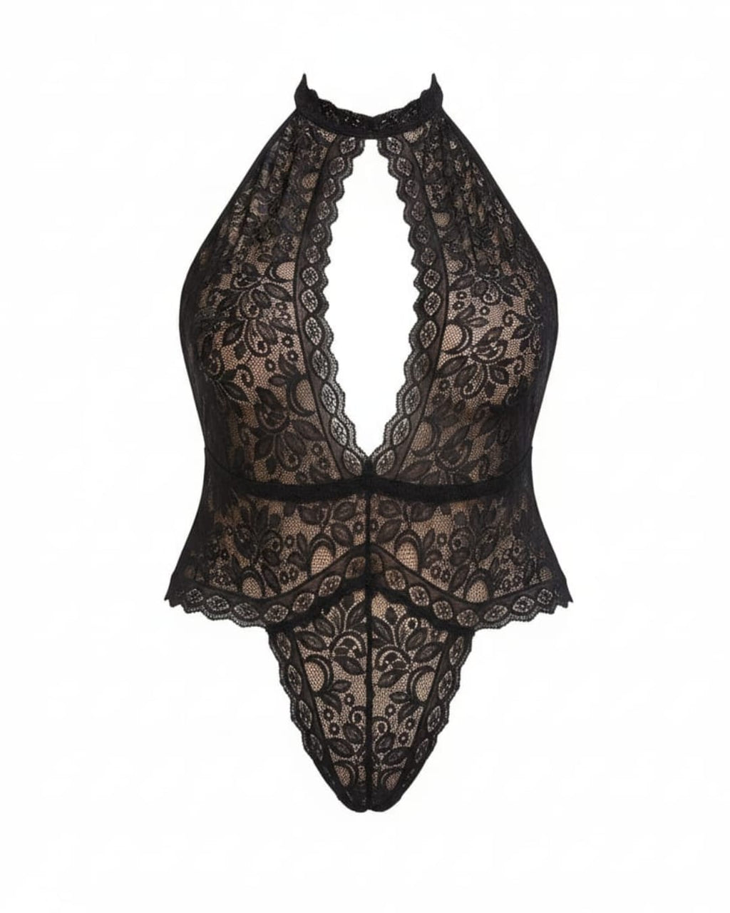 Black Exquisite Lace Open Cup Teddy