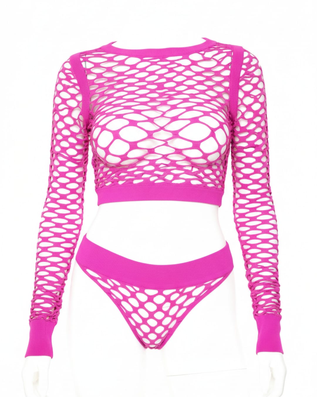 Pink Fishnet 2 Piece Set