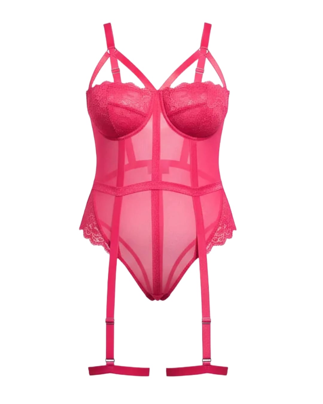 Pink Teddy With Suspender