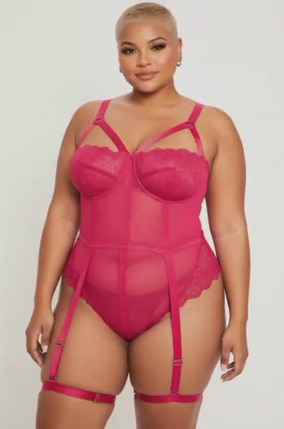 Pink Teddy With Suspender